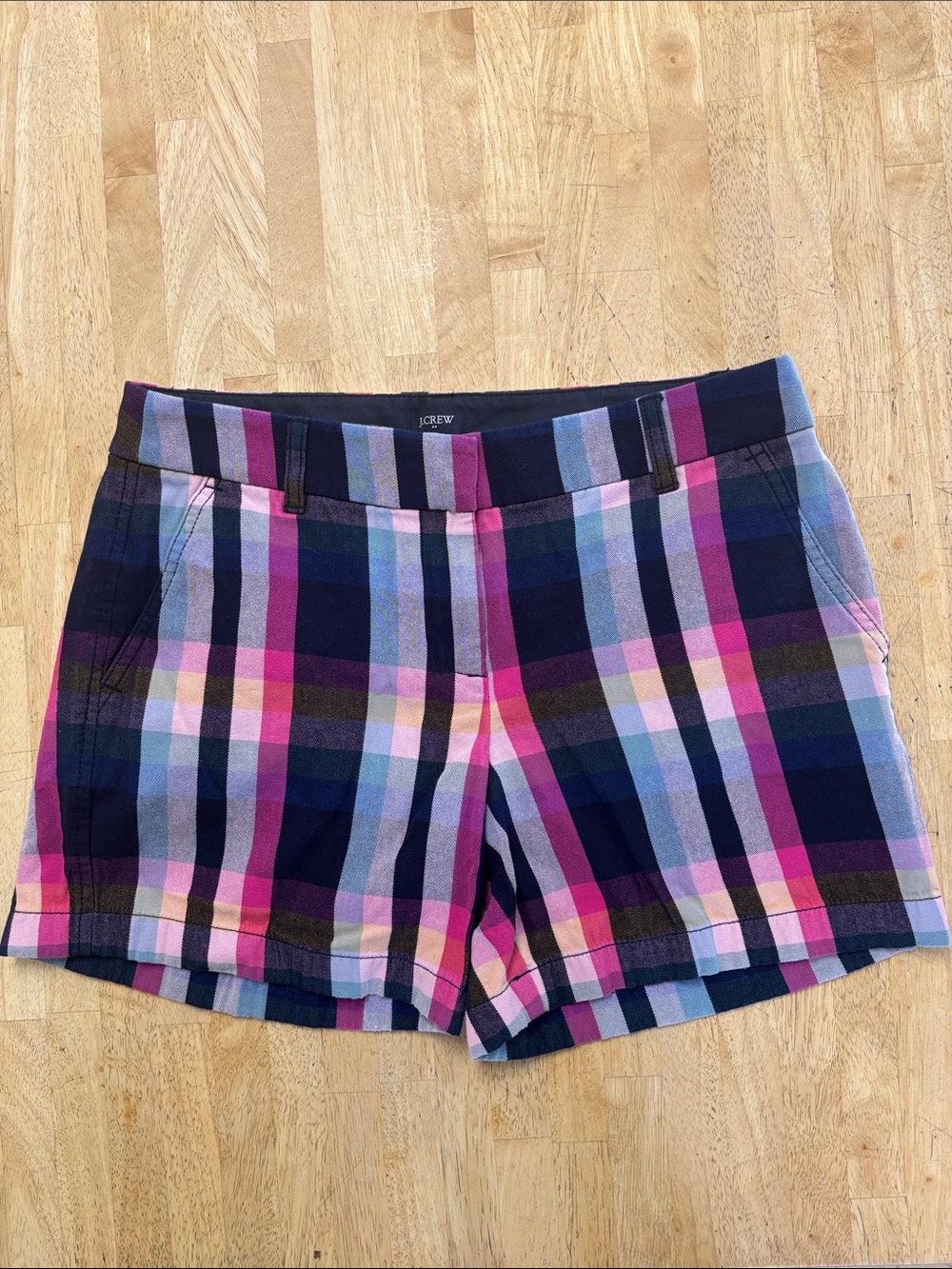 J. Crew Navy Pink Plaid Tailored Women's Shorts